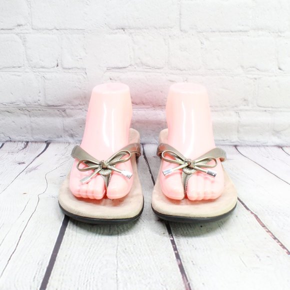 VIONIC Bella II Slip On Comfort Silver Flip Flop F - Picture 4 of 9